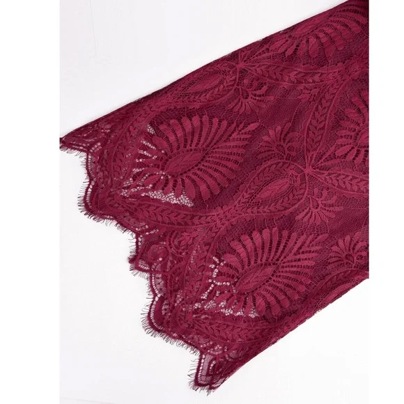 Burgundy Lace Detail Bell Sleeve Bohemian Mini Dress - Picture 10 of 13